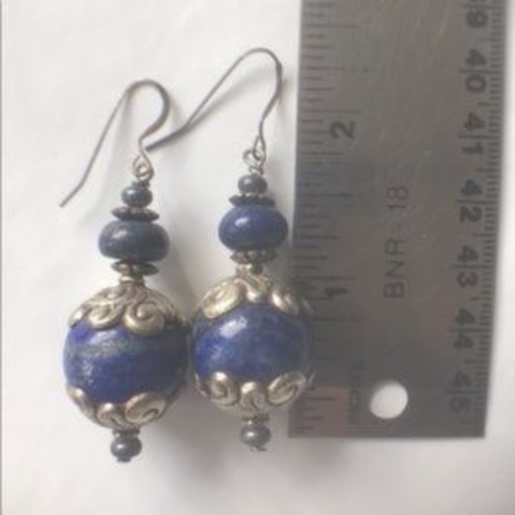 Large Lapis/Chrysocolla Necklace with Earrings - Artisan Handmade - Picture 7 of 14